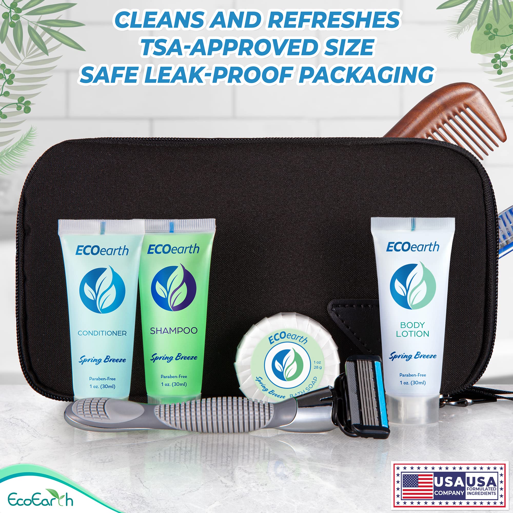 EcoEarth Travel Size Conditioner (1 fl oz, 100 PK, Spring Breeze) - Bulk Hotel Toiletries for Guests | Revitalizing & Refreshing Mini Conditioner | Perfect for Hotels, Spas, Gyms & Travel Amenities