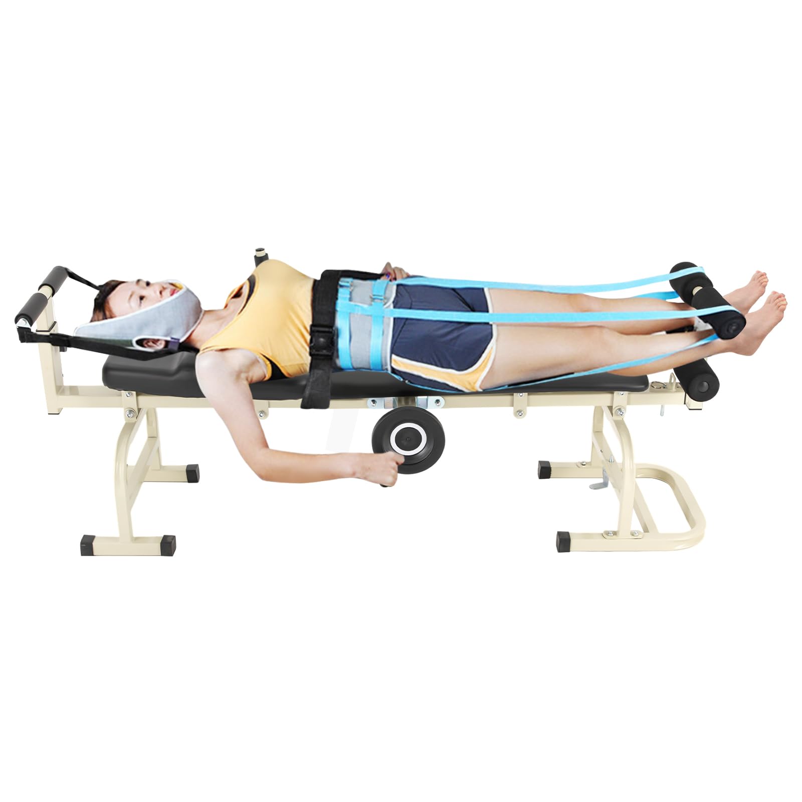Portable Folding Massage Table - Cervical & Lumbar Traction Bed for Back Pain Relief, Body Stretching Device with Adjustable Height | Perfect for Chiropractic Clinics, Physical Therapy & Home Use