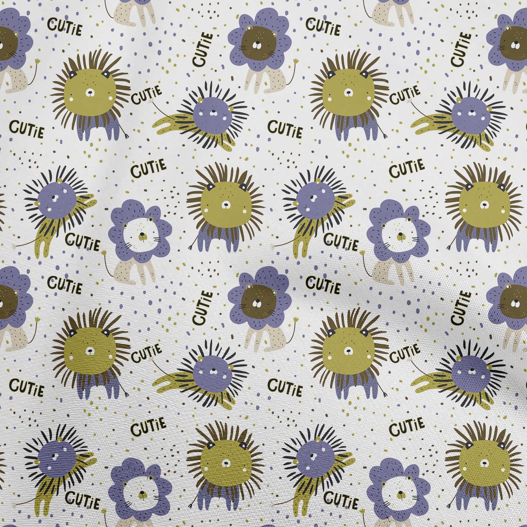 Premium Cotton Cambric Lime Green Fabric for Kids - Cute Animal Print Quilting & Sewing Material by The Yard (56