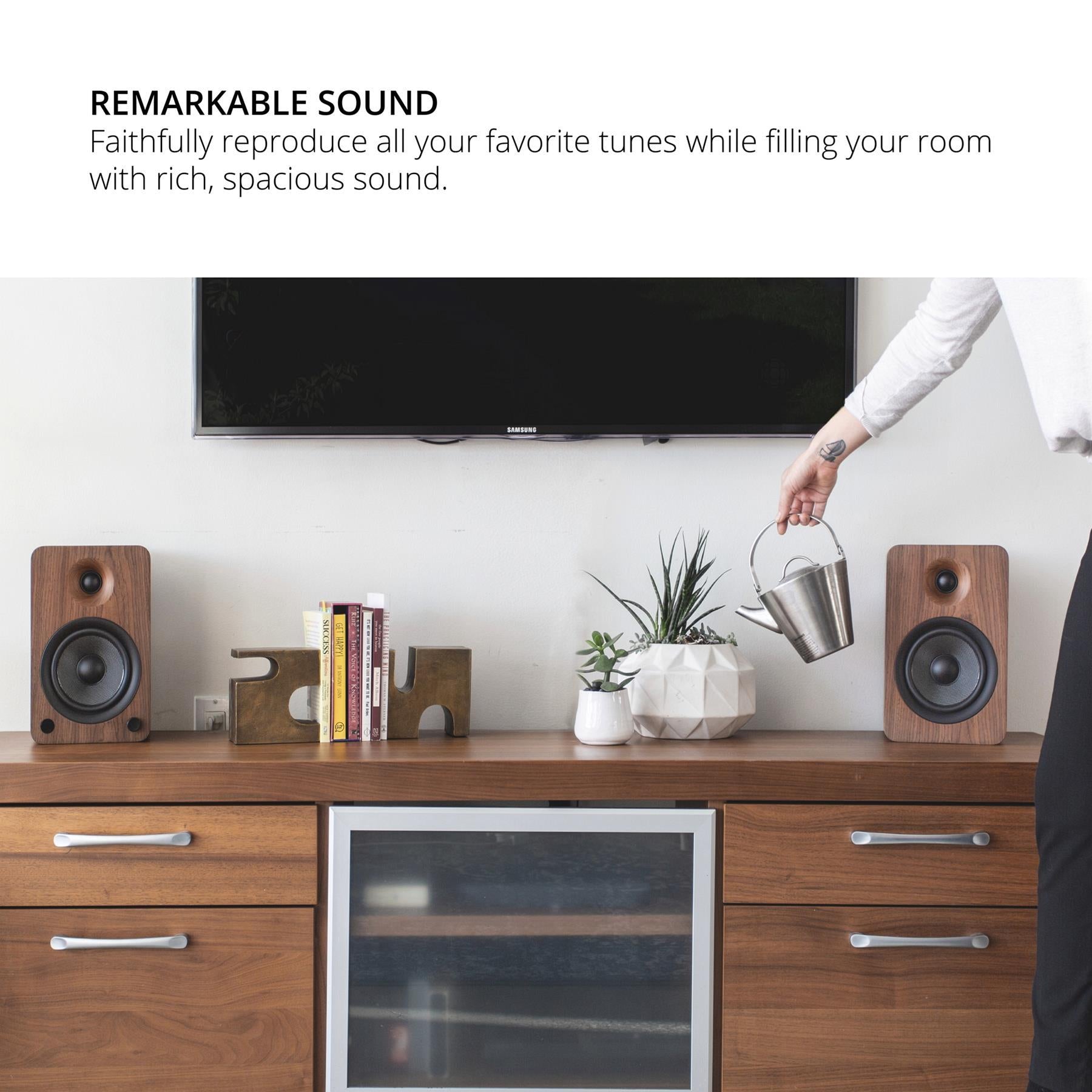 Kanto YU6 Powered Bluetooth Bookshelf Speakers with Phono Preamp - Premium Sound for Vinyl Records, Home Theater, Gaming & Music Streaming