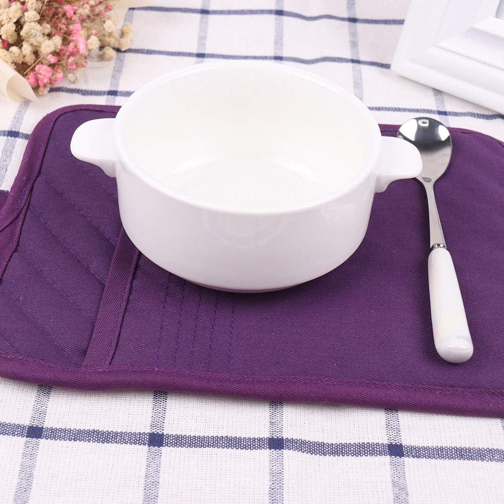 Anyi Heat Resistant Cotton Pot Holders for Kitchen - Purple Hot Pads with Pocket for Counter Table | Perfect for Cooking, Baking & Serving Hot Dishes