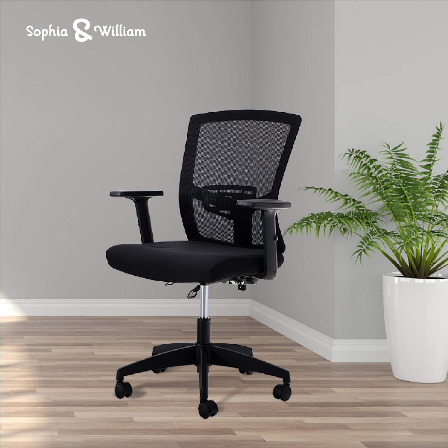Sophia & William Ergonomic Mesh Office Chair - High Back Executive Desk Chair with 360° Swivel, Adjustable Height & Lumbar Support, Black (300 lbs Weight Capacity) - Perfect for Home Office, Gaming & Workspace Comfort
