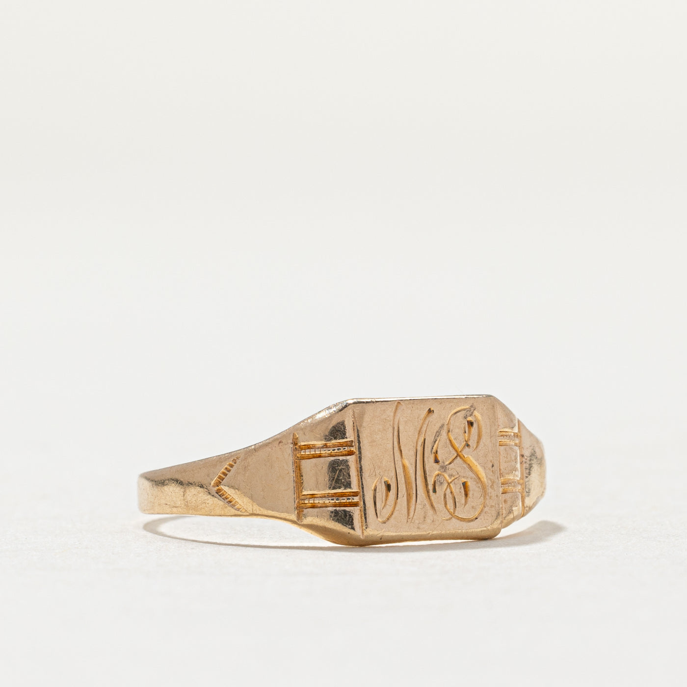Vintage 10K Yellow Gold MS Initial Signet Ring - Size 6.25 | Personalized Monogram Jewelry for Men & Women | Perfect for Engagements, Weddings & Gifts