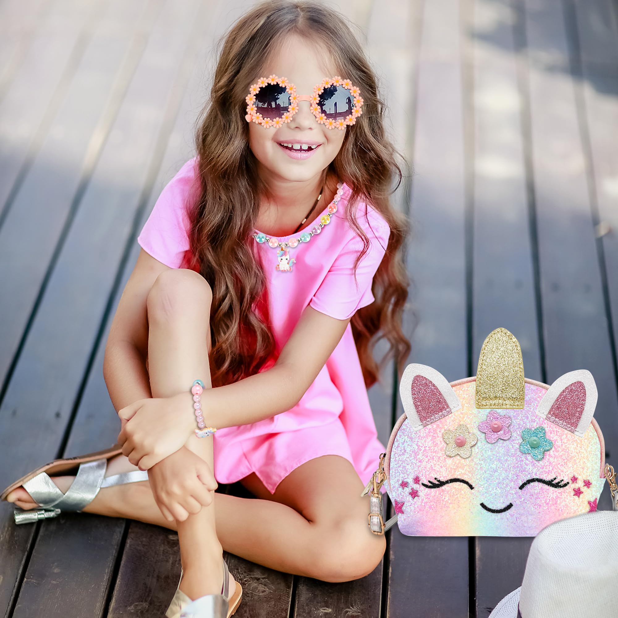 Unicorn Crossbody Purse for Little Girls - Pretend Play Jewelry & Fashion Accessories - Perfect Birthday Gift for Kids - Ideal for Dress-Up, Parties & Everyday Use