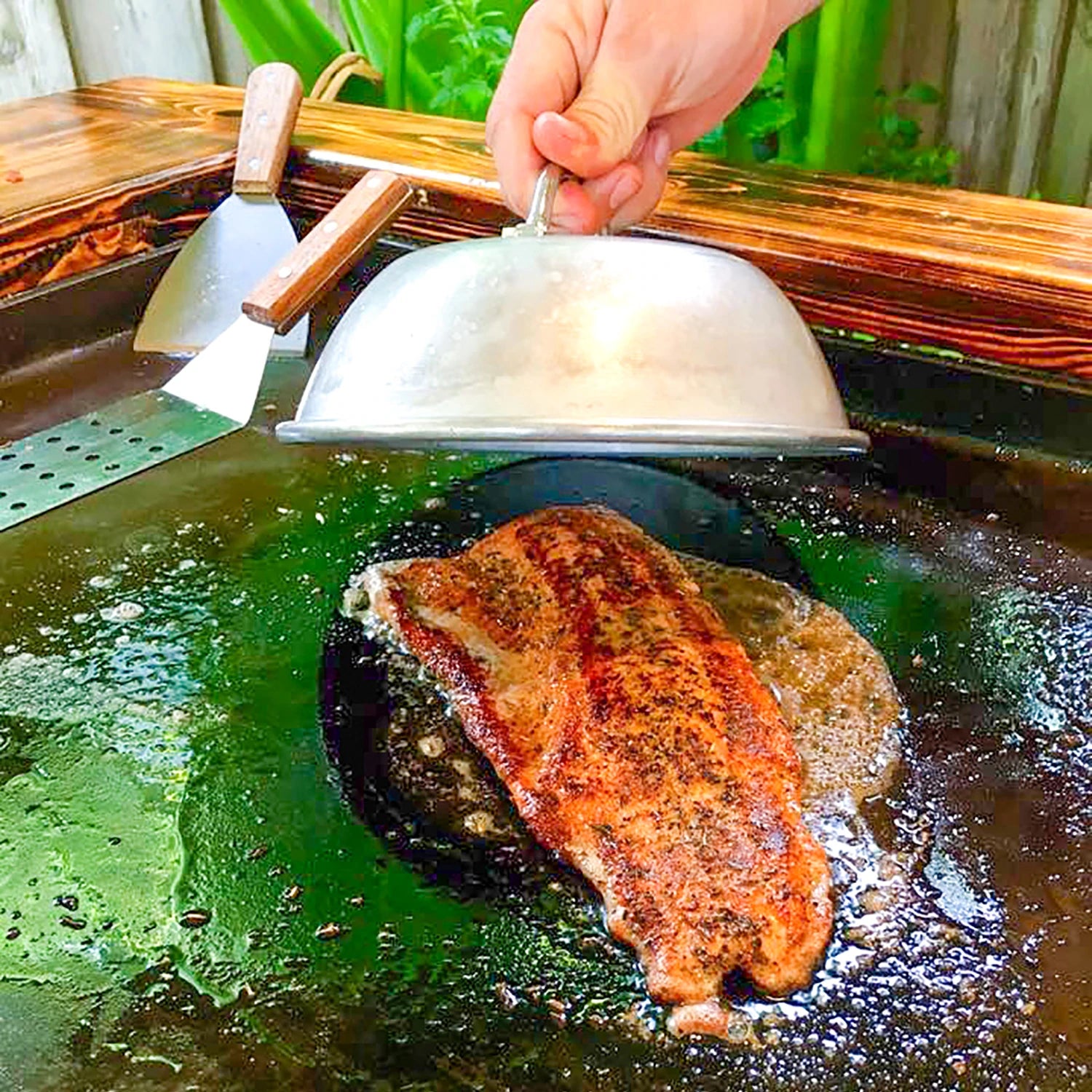 Premium Backyard Hibachi Grill - Pecky Cypress Wood - Perfect for Outdoor Cooking, BBQ, and Patio Dining | BY BHPOGPC