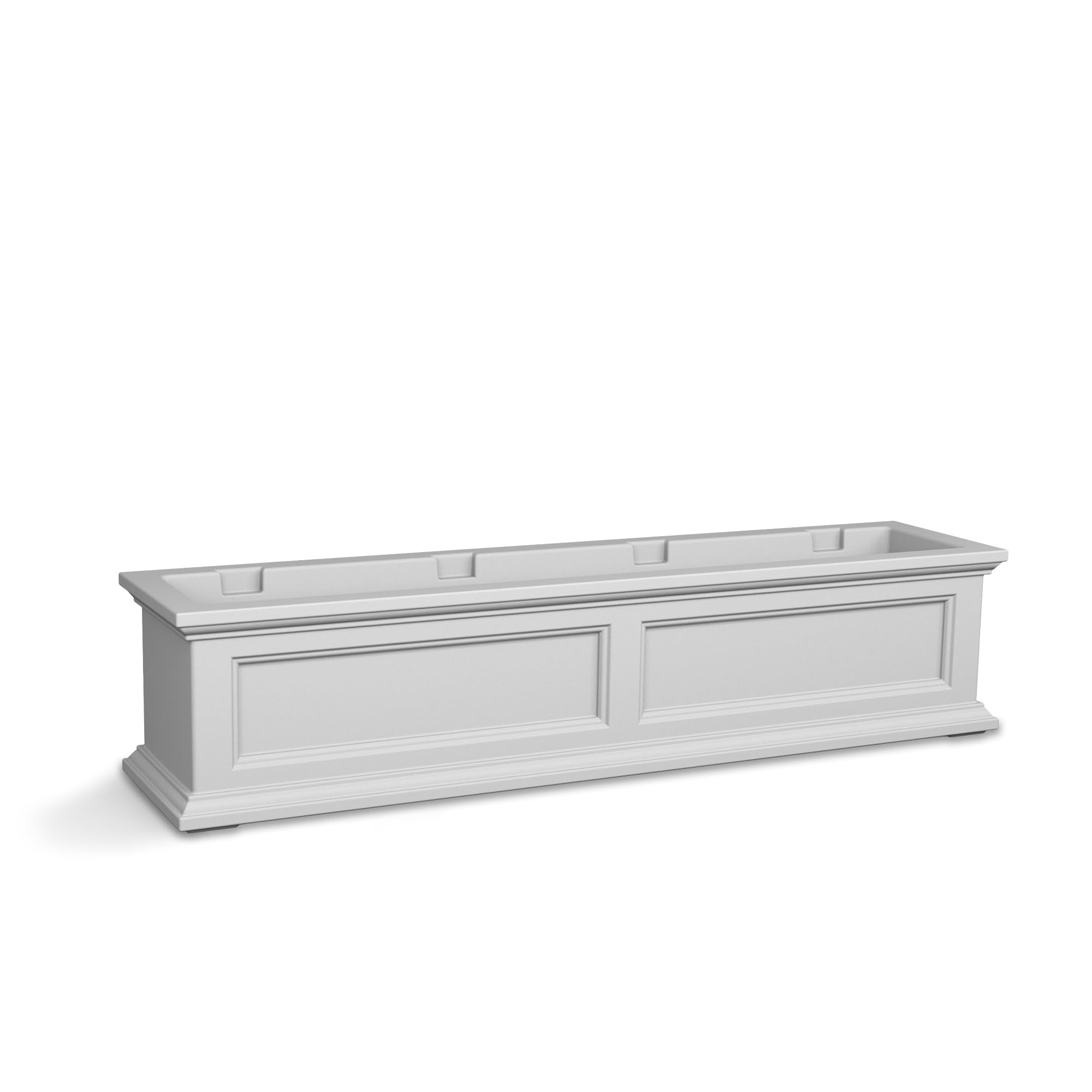 Mayne Fairfield 4ft White Window Box Planter - Durable Self-Watering Resin Flower Box with Wall Mount Brackets - Outdoor Garden Decor for Windows, Balconies & Patios (5823-W)