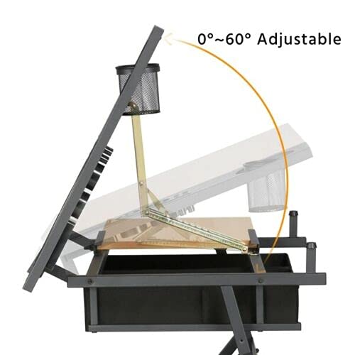 Adjustable Folding Drafting Table with Drop Leaf & Storage - Professional Drawing Desk for Architects, Artists & Students - Perfect for Home Office, Studio or School Workspace - Ideal for Sketching, Painting & Craft Projects