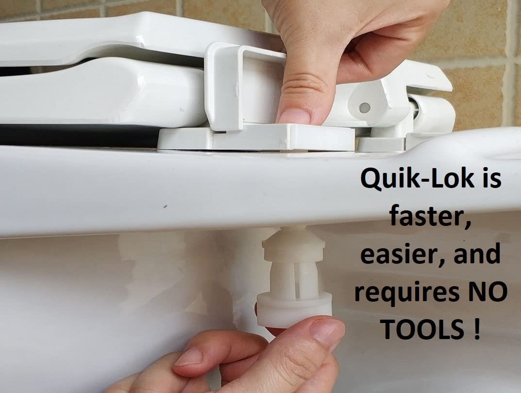 2Q1E6-53 Deluxe Slow Close Elongated Toilet Seat with Adjustable Lock-Down Hinge & Quick-Lock Mounting Hardware - Gold | Durable Plastic for Bathroom, Home & Commercial Use