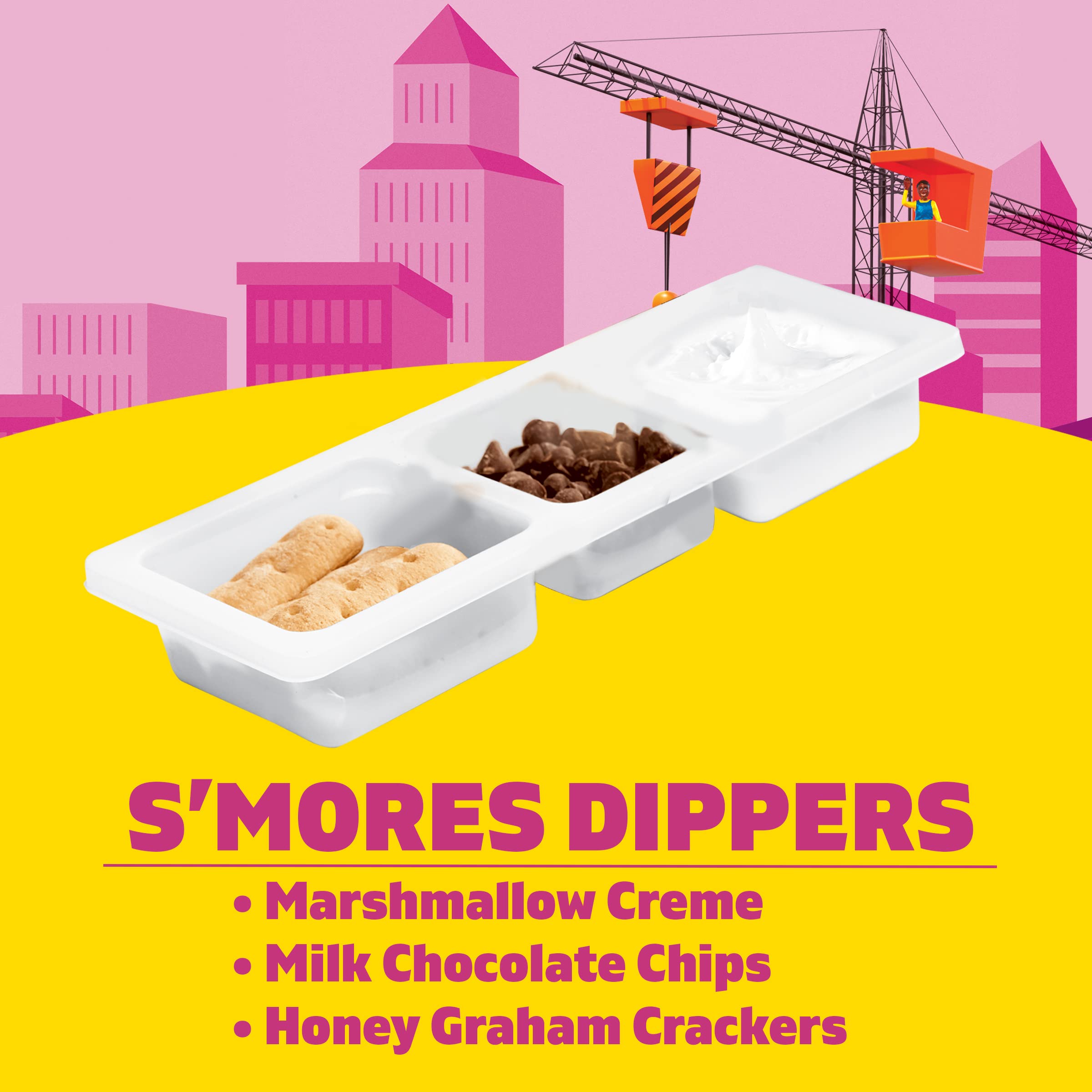 Lunchables S'mores Dippers Snack Pack - Honey Graham Sticks, Milk Chocolate Chips & Marshmallow Creme (12 Count, 2.3 oz) | Perfect for School Lunches, Camping Trips & After-School Snacks