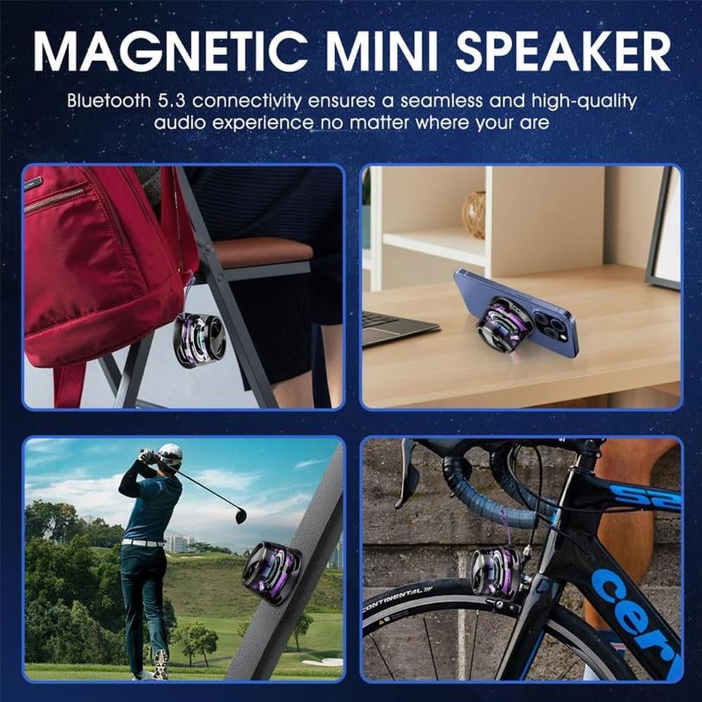 2 Pack Magnetic Bluetooth Speaker, Portable G200 Wireless Speaker with RGB LED Light Show & 3D Surround Sound - TWS Pairing, Phone Stand for iPhone & Android (Black) - Perfect for Parties, Home Decor & Outdoor Adventures