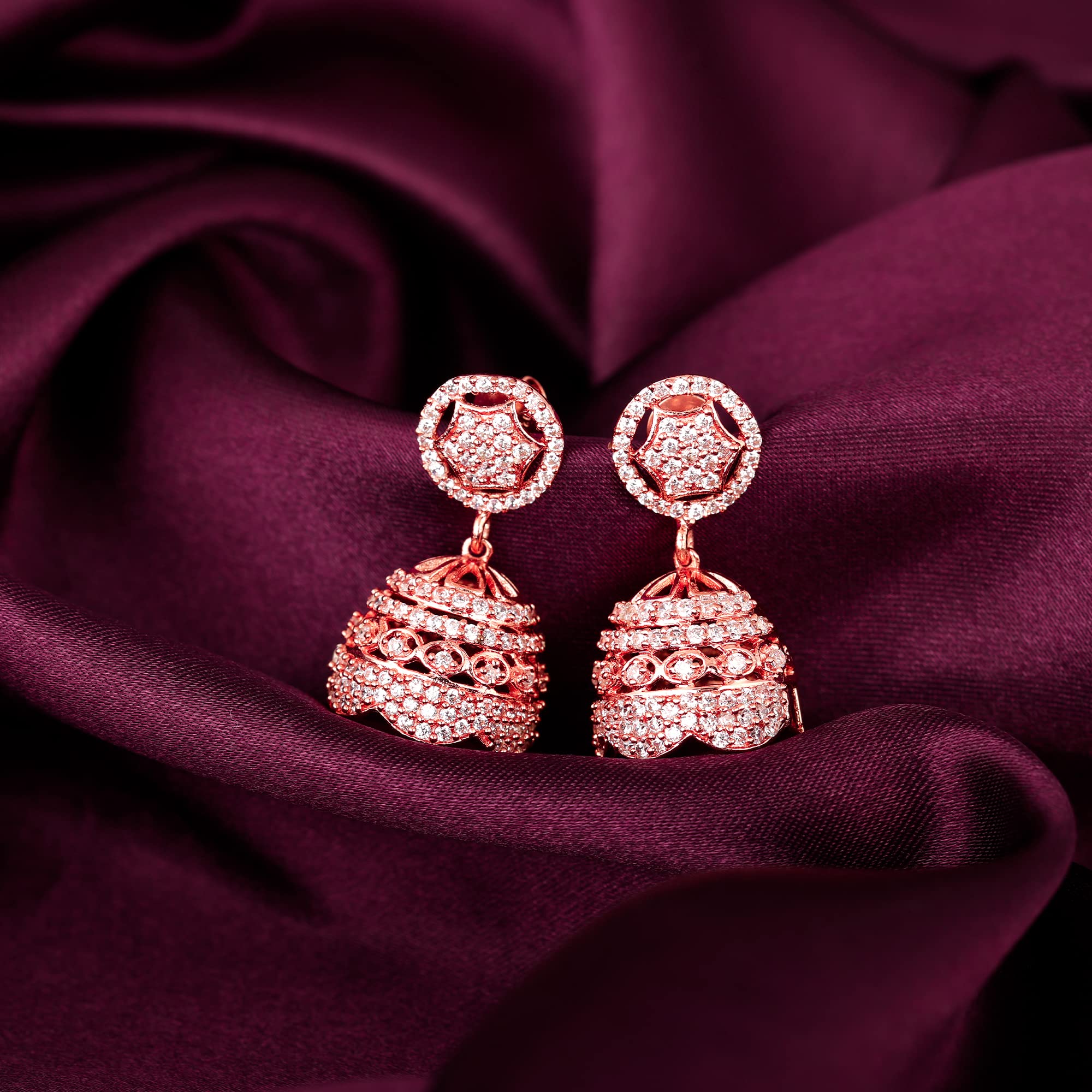 GIVA 925 Sterling Silver Rose Gold Plated Elegant Jhumka Earrings for Women | Authentic 925 Silver Jewelry with Certificate & 6-Month Warranty | Perfect Gift for Girlfriend, Wife, Daughter | Ideal for Weddings, Parties & Special Occasions