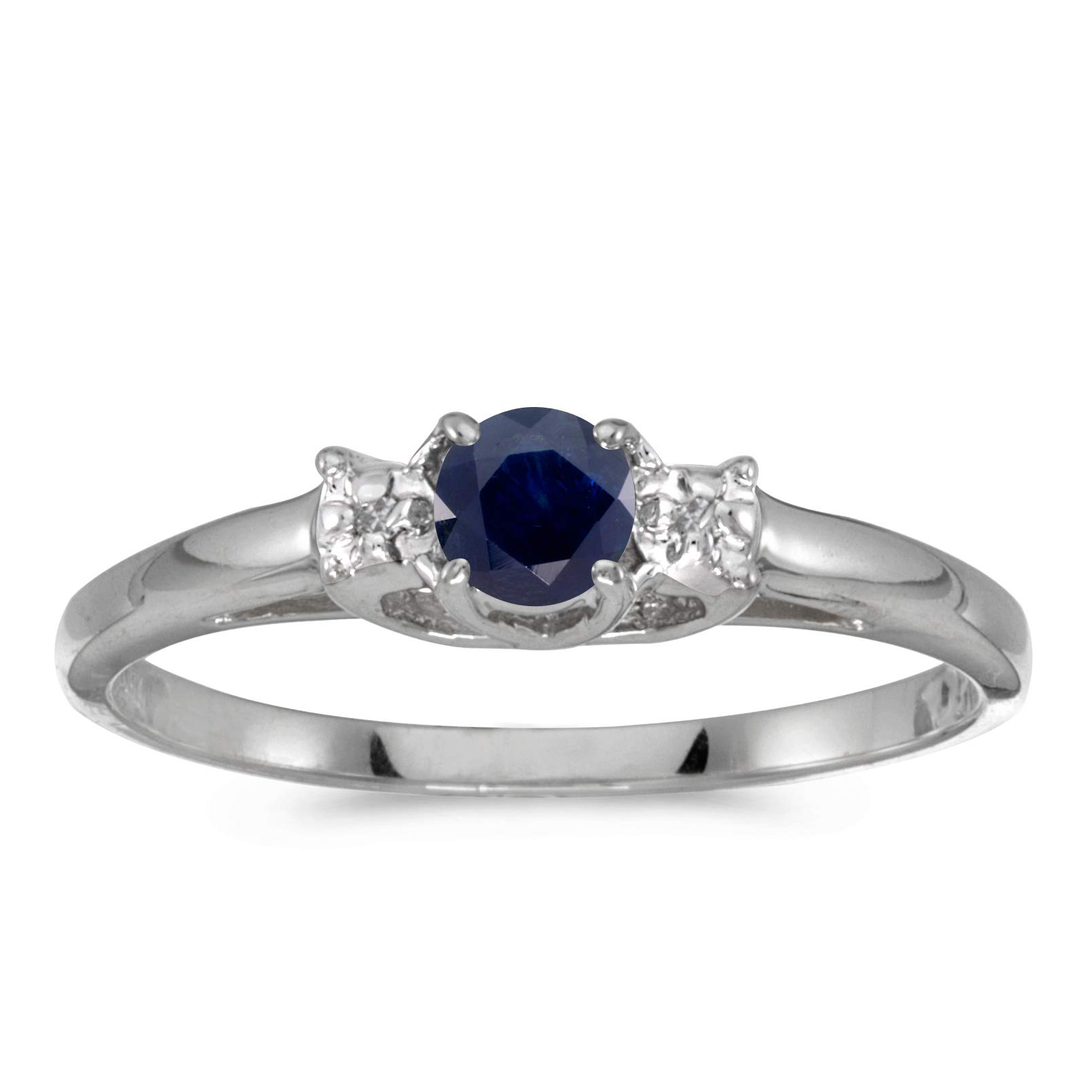 14K White Gold Round Sapphire and Diamond Ring for Women - Elegant Engagement, Wedding, Anniversary Jewelry Gift