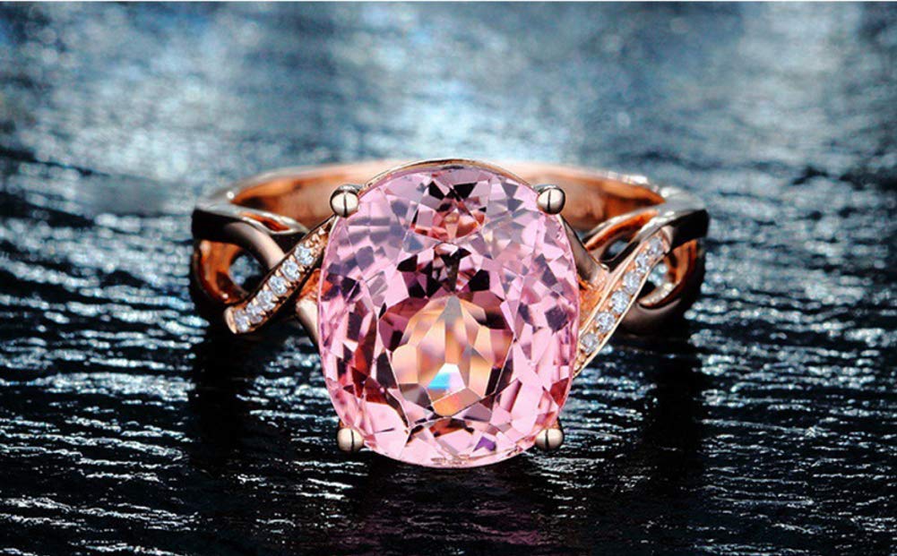 HengSun Pink Diamond Crystal Princess Ring - Rose Gold Simulated Diamond Engagement Ring for Women, Size 6 - Perfect for Valentine's Day, Wedding Proposal & Anniversary Gifts