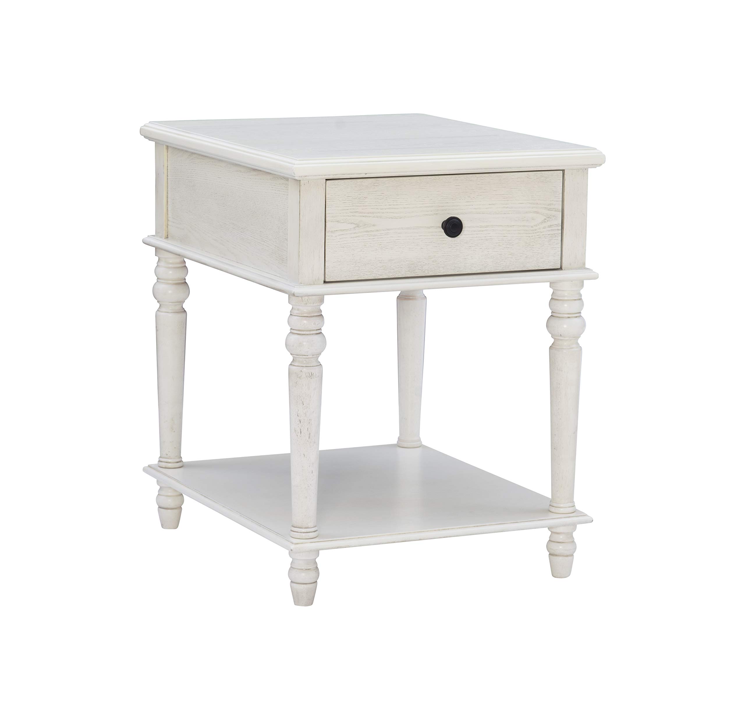 Powell Modern Classic Vivian Side Table - Ivory White End Table for Living Room, Bedroom & Office - Small Accent Table with Sturdy Metal Base