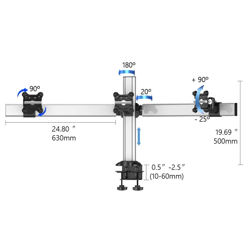 Triple Monitor Stand for Apple Displays - Low Profile Desk Mount with Adjustable Arms | Perfect for Home Office, Gaming Setup & Multi-Tasking Workspaces