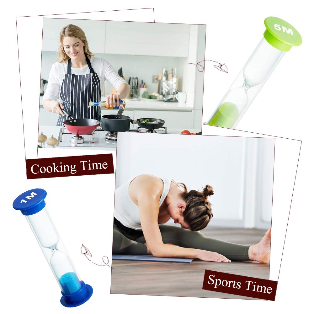 XCOZU 6-Piece Sand Timer Set - 30 Sec, 1 Min, 2 Min, 3 Min, 5 Min, 10 Min Hourglass for Kids Toothbrushing, Kitchen Cooking, Games & Classroom Activities