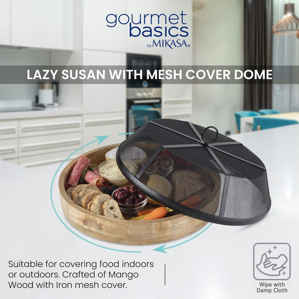 Rotating Lazy Susan Serving Tray with Removable Cover - Perfect for Dining Tables, Buffets, and Kitchen Organization