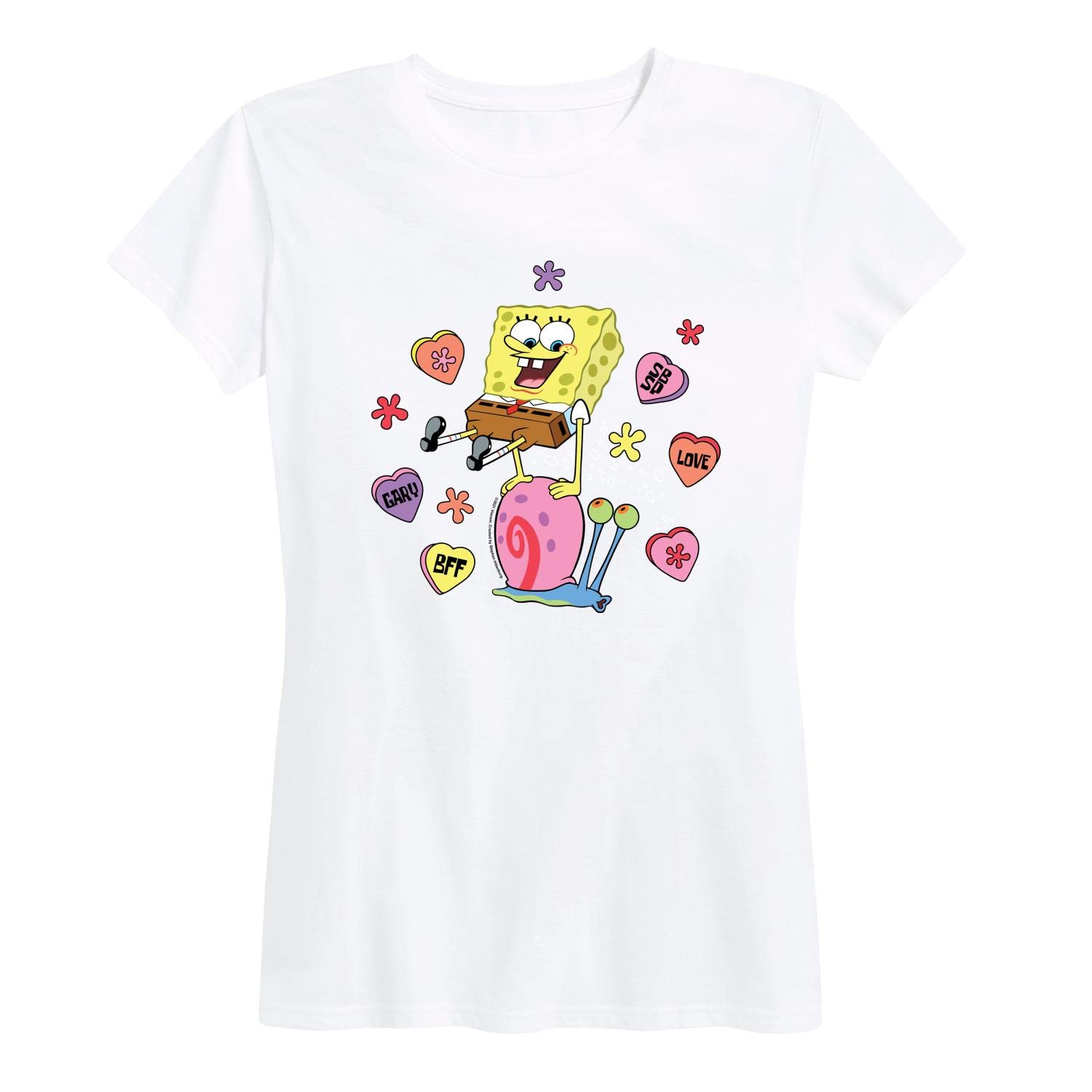 Spongebob Squarepants Valentine's Day Graphic T-Shirt for Women - Funny Cartoon Short Sleeve Tee - Perfect Gift for Valentine's Day, Birthday & Casual Wear