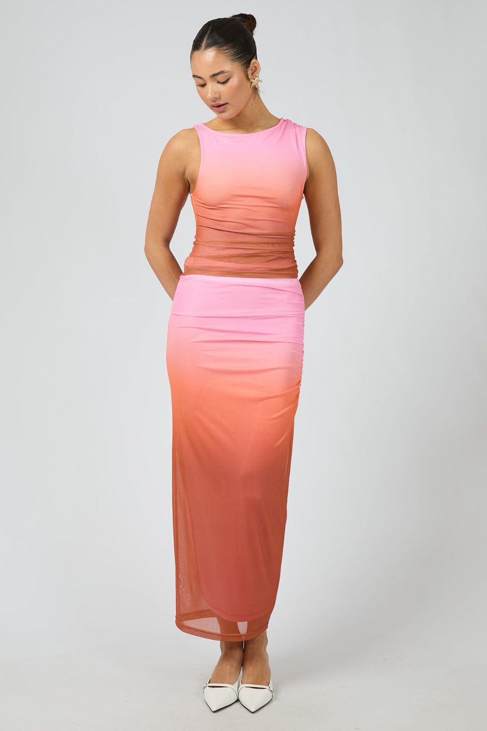 Camilla Sunset Pink Midi Skirt - Women's Flowy A-Line Summer Skirt with Pockets | Perfect for Beach Vacations, Date Nights & Casual Outings