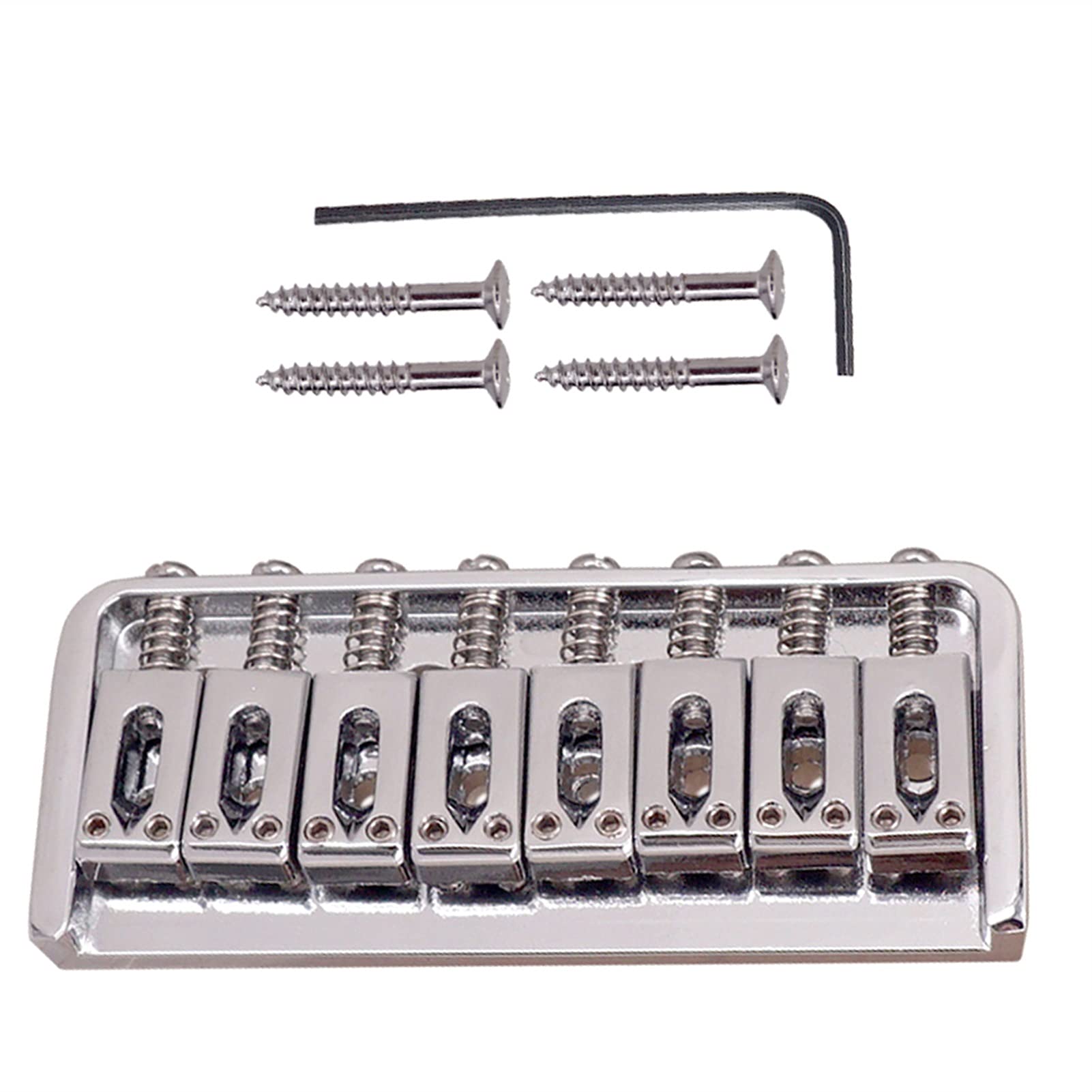 High-Quality Replacement Electric Guitar Bridge - 8 Square Saddle Parts for Precise String Length Adjustment (Silver) | Perfect for Guitar Repair, Upgrades & Professional Setups