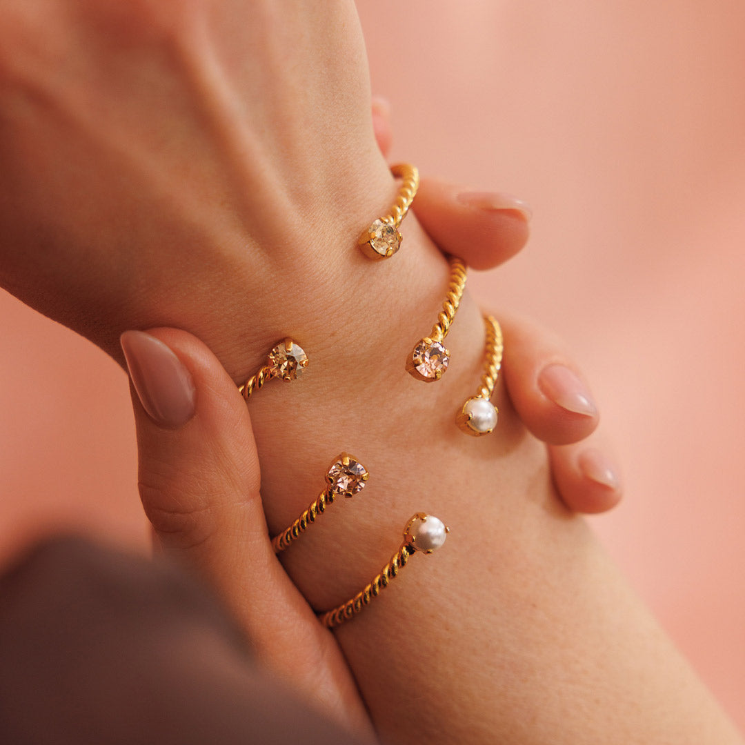Mini Twisted Bracelet - Golden Shadow Stackable Bracelet for Women, Dainty Gold Jewelry Gift for Her, Perfect for Layering & Everyday Wear