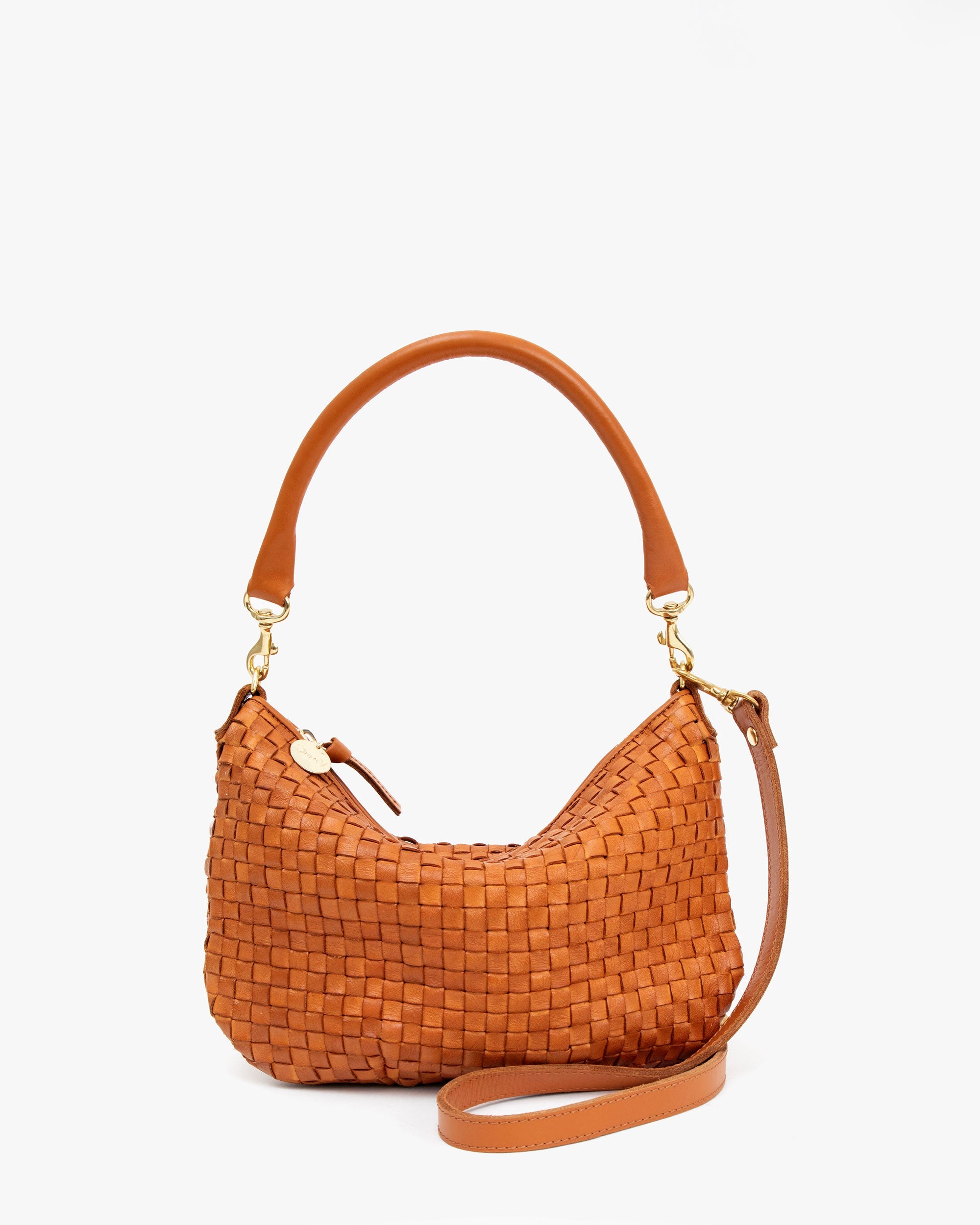 Petit Moyen Natural Woven Checker Pattern Zipper Pouch - Perfect for Travel, Makeup & Daily Essentials Organization