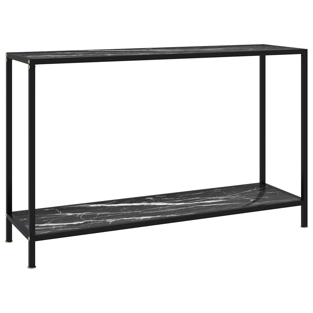 Industrial Narrow Console Table with 2-Tier Shelves & Tempered Glass - 47.2