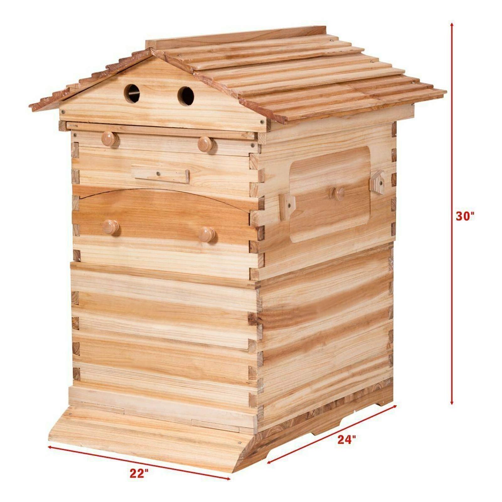 Automatic Wooden Beehive Starter Kit - 7pcs with Auto Honey Frames for Beekeeping | Perfect for Beginners & Backyard Hive Setup | Durable & Easy-to-Use Bee House for Honey Production