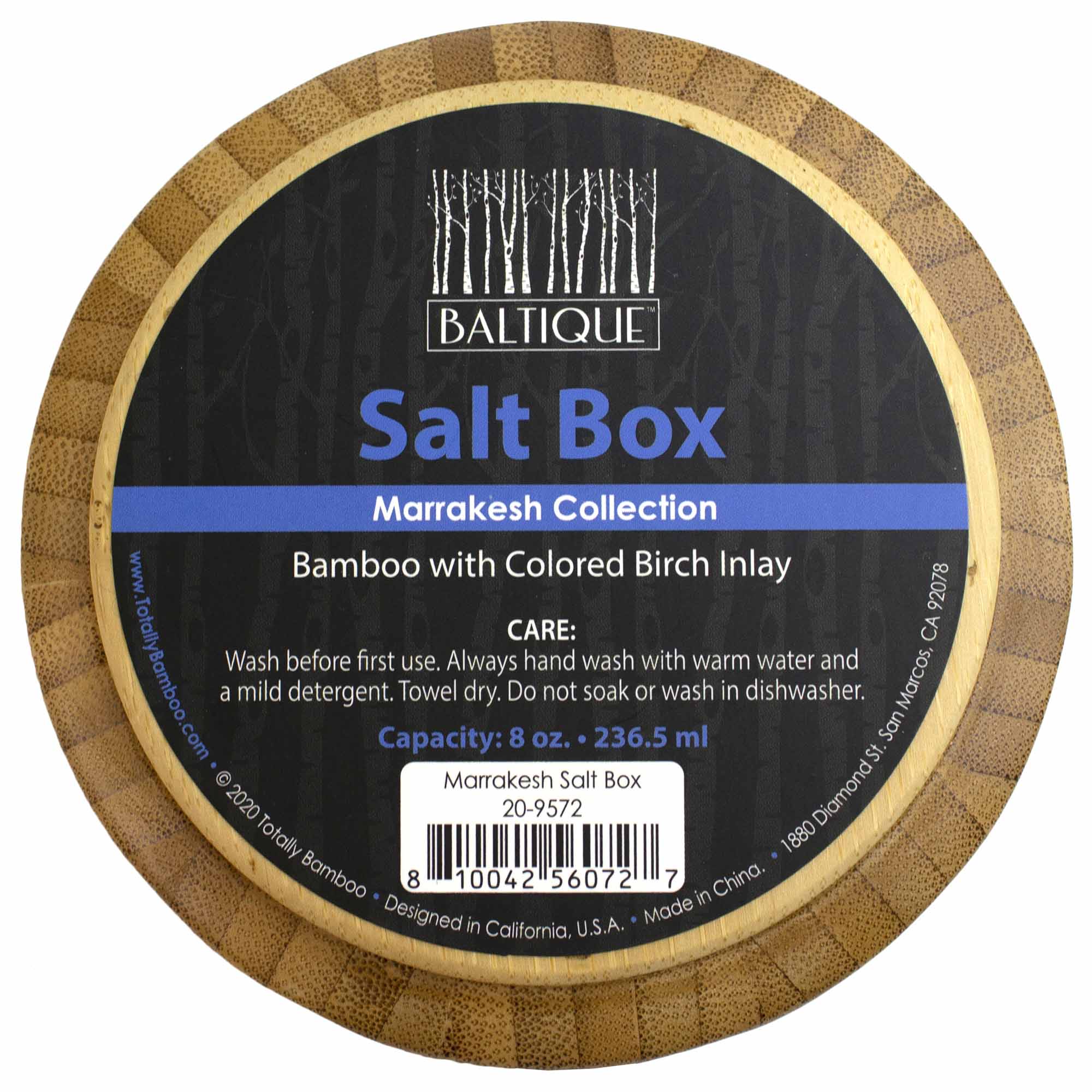 Baltique® Marrakesh Collection Salt Cellar - 8 Oz. Ceramic Salt Keeper with Lid - Elegant Spice Storage for Kitchen, Dining Table & Entertaining