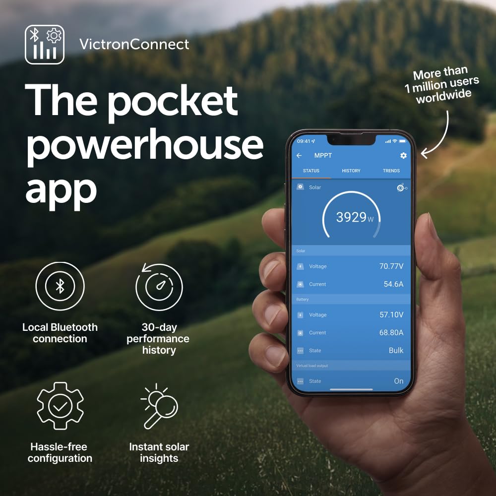 Victron Energy SmartSolar MPPT 250V 85A Solar Charge Controller with Bluetooth - 12/24/36/48V Auto Voltage - Perfect for Off-Grid Solar Systems, RVs, Boats & Home Solar Panel Charging