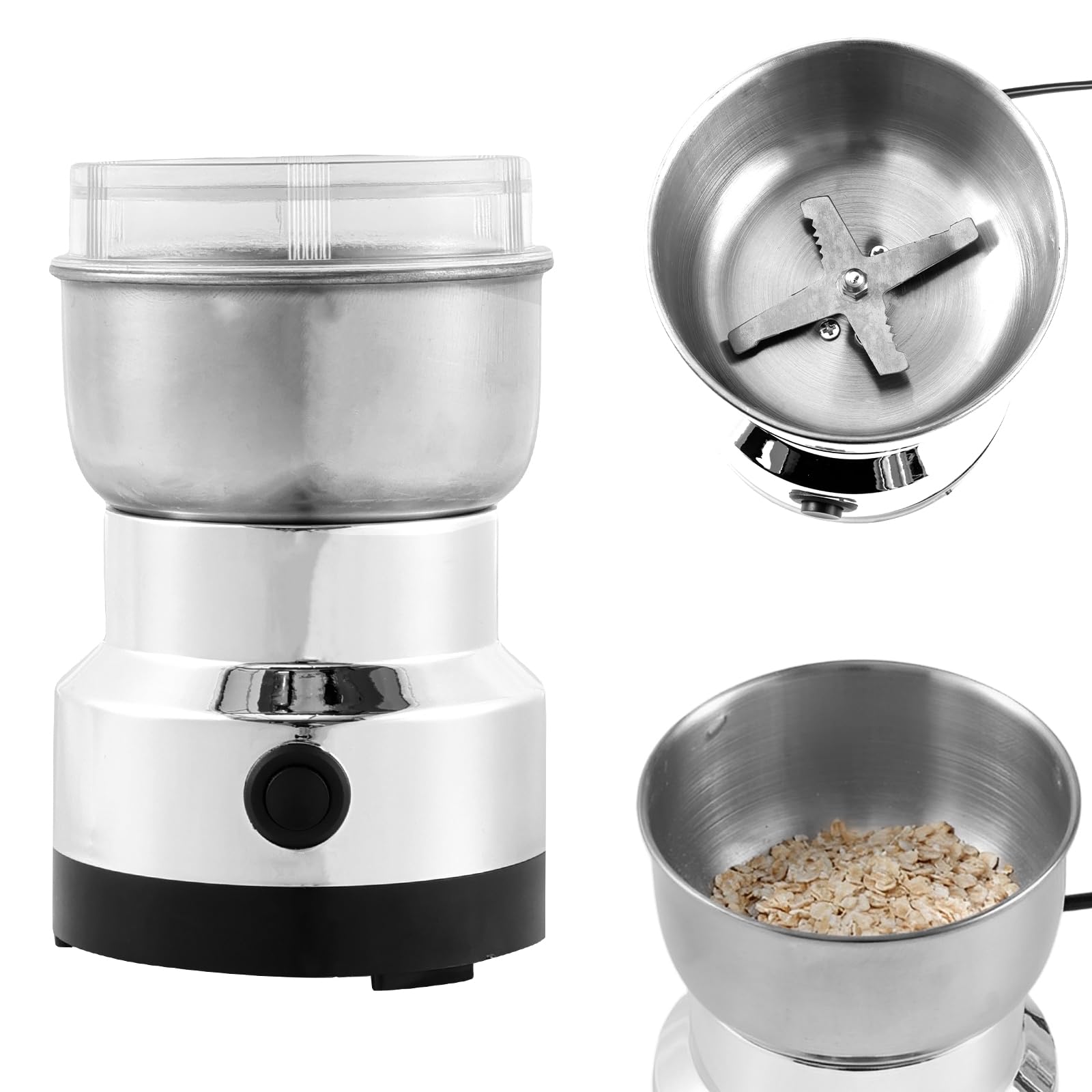 Premium Electric Coffee Grinder 300ml - Mini Stainless Steel Coffee & Spice Grinder with One-Touch Start - Portable Mill for Coffee Beans, Nuts & Spices - Perfect for Home, Office & Travel Use