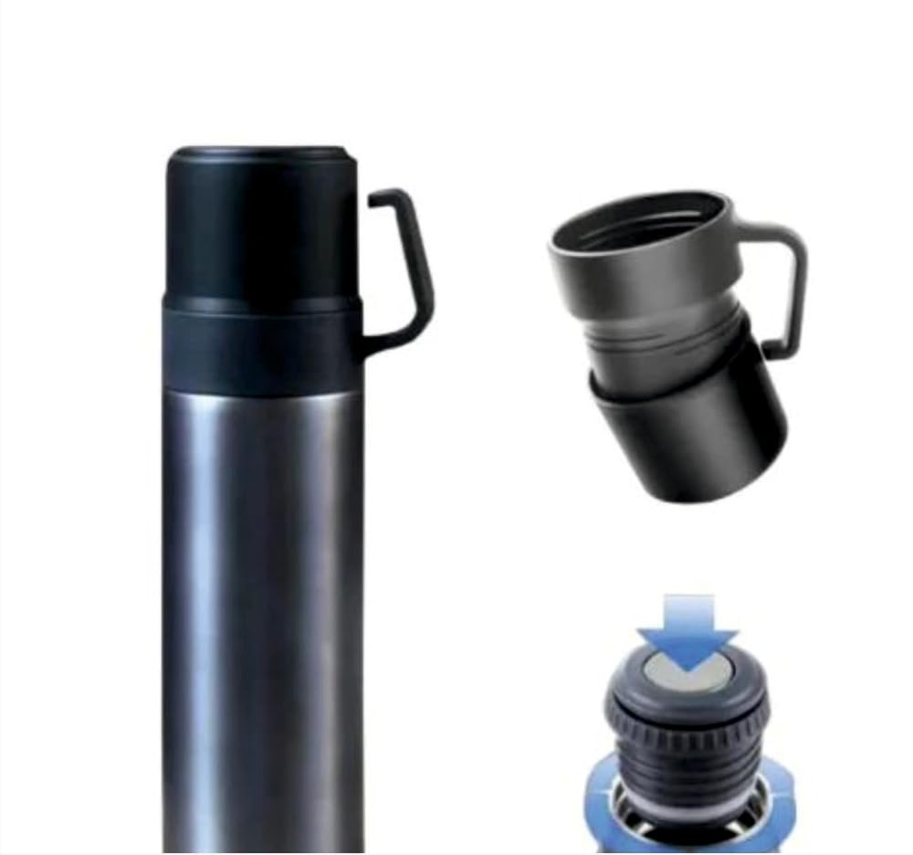 Personalized Vacuum Insulated Stainless Steel Water Bottle 500ml - Double Wall Thermos for Hot & Cold Drinks - Custom Name Engraved Gift Bottle (Black) - Perfect for Gym, Office, Hiking and Travel