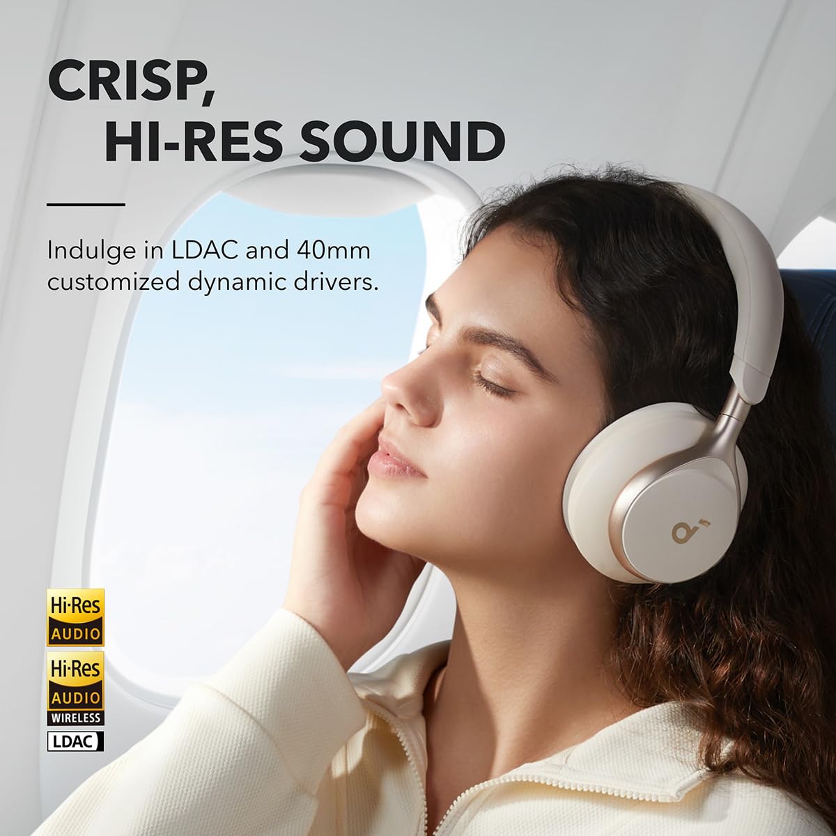 Soundcore by Anker Space One Active Noise Cancelling Headphones - 2X Stronger Voice Reduction, 40H ANC Playtime, Hi-Res Wireless Audio with LDAC, Bluetooth 5.3, App Control - Perfect for Travel, Work & Study
