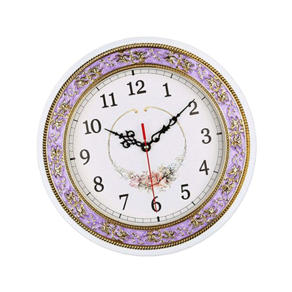 28cm Silent Quartz Wall Clock - Purple Home Decor for Bedroom & Office