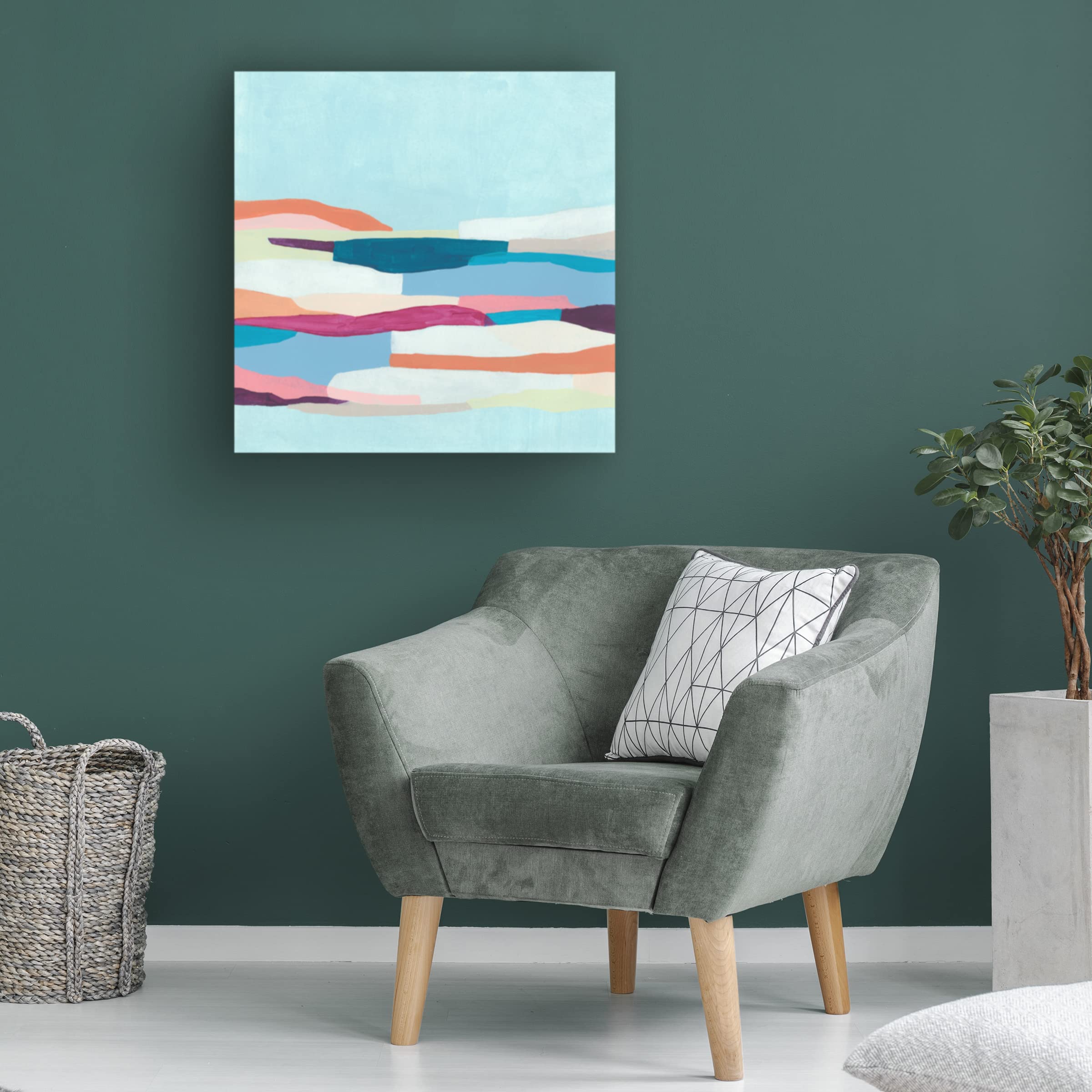 Stratascape II Canvas Wall Art by June Erica Vess - Modern Abstract Landscape Painting for Living Room, Bedroom & Office Decor