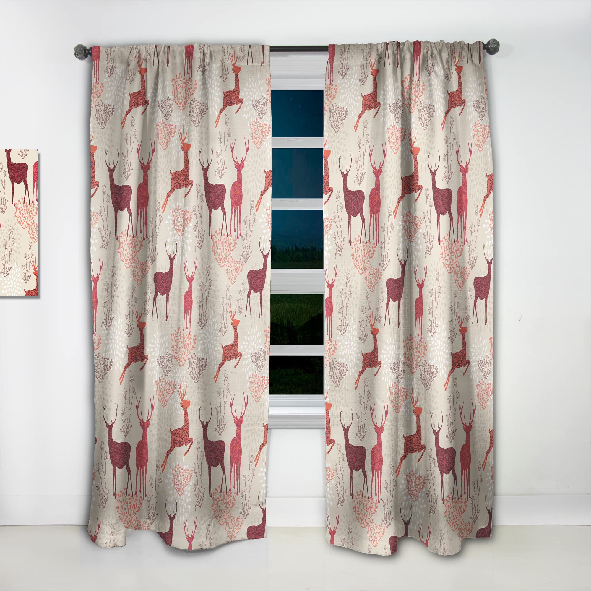 DesignQ Thermal Insulated Christmas Deer Pattern Curtains - Single Panel 52x108 - Perfect for Bedroom & Living Room Decor During Holidays