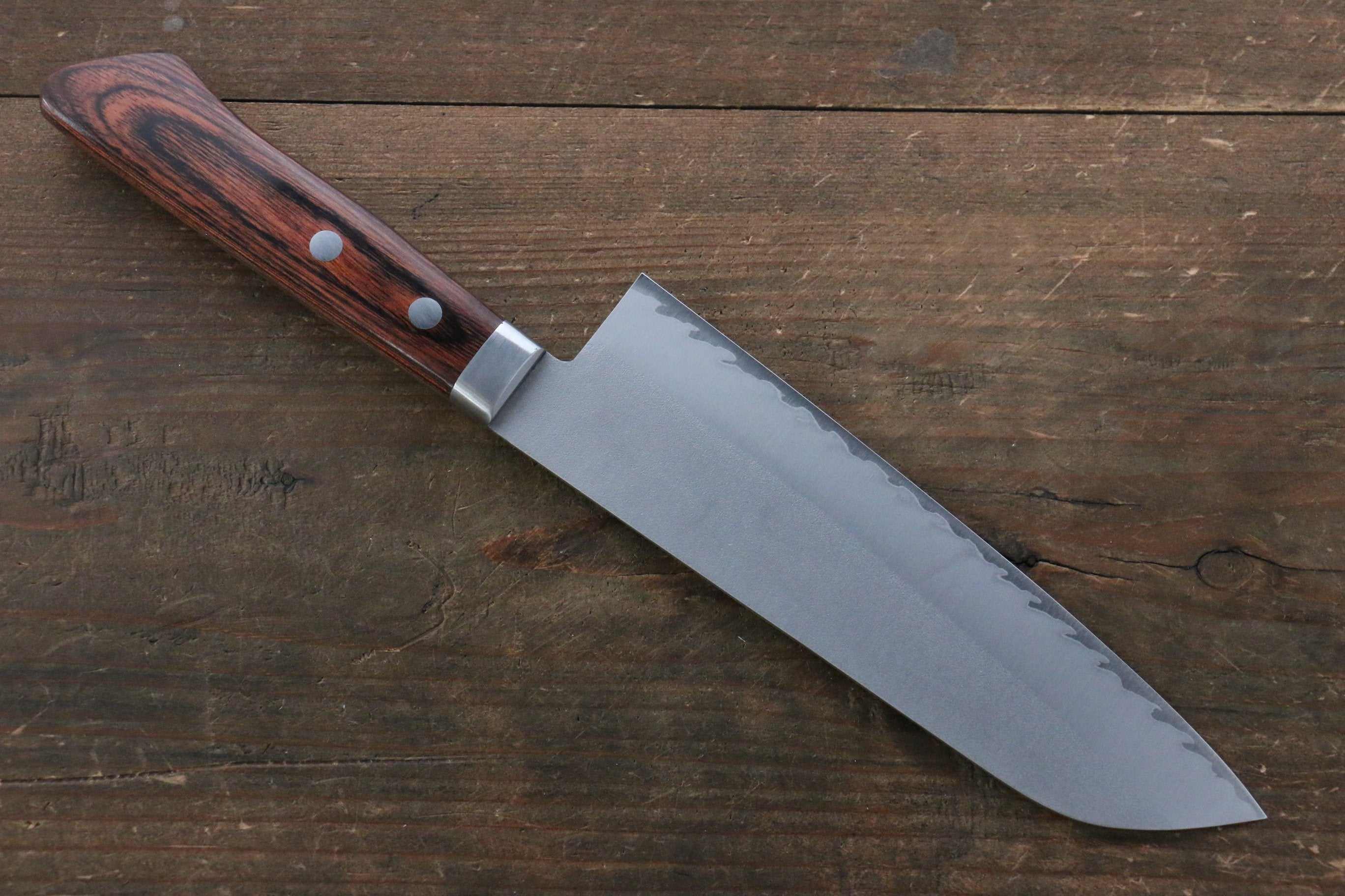 Premium Kunihira VG1 Nashiji Santoku Knife 170mm - Japanese Mahogany Handle - Razor Sharp Stainless Steel Blade - Perfect for Slicing, Dicing & Chopping Vegetables, Meat & Fish - Ideal for Home Chefs & Professional Kitchens