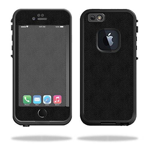 MightySkins Black Leather Vinyl Skin Wrap for LifeProof iPhone 6 Case | Protective Durable Decal Cover | Easy to Apply & Remove | Made in USA | Perfect for Work, Travel & Everyday Protection