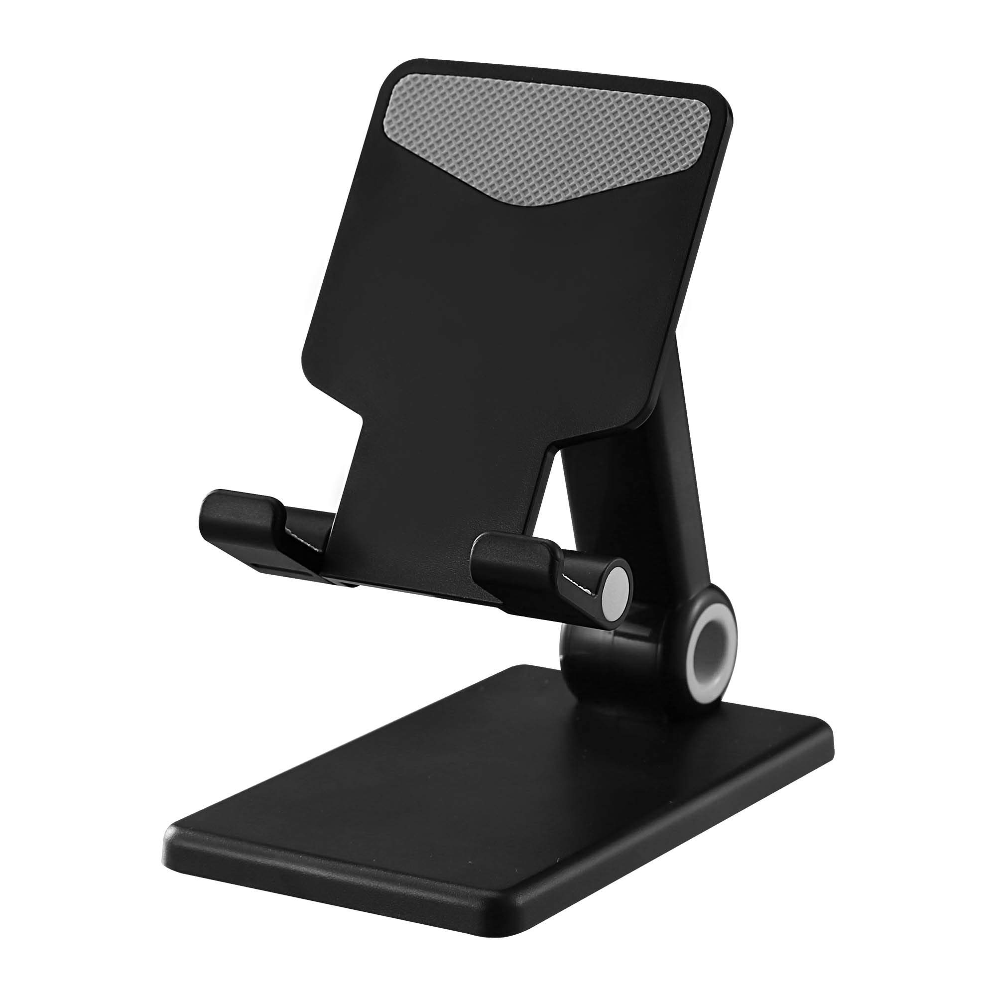 Adjustable Angle Aluminum Phone Stand for Desk - Foldable & Portable Cell Phone Holder Compatible with iPhone, iPad, Tablet, Kindle - Perfect for Home Office, Video Calls, Reading & Hands-Free Viewing (Black)