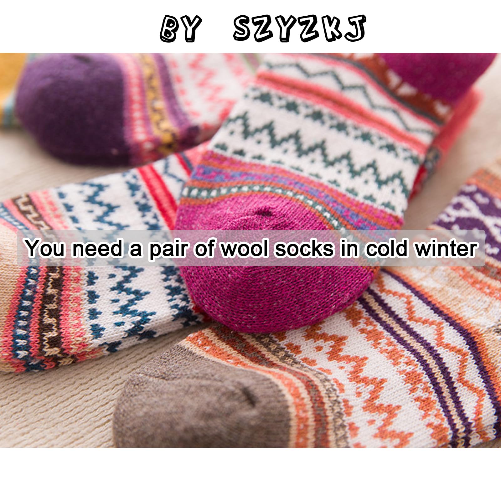 5 Pairs Women's Warm Thick Soft Wool Athletic Socks - Breathable Winter Knit Crew Socks for Running, Hiking & Outdoor Activities - Perfect Christmas Gifts & Cozy Homewear
