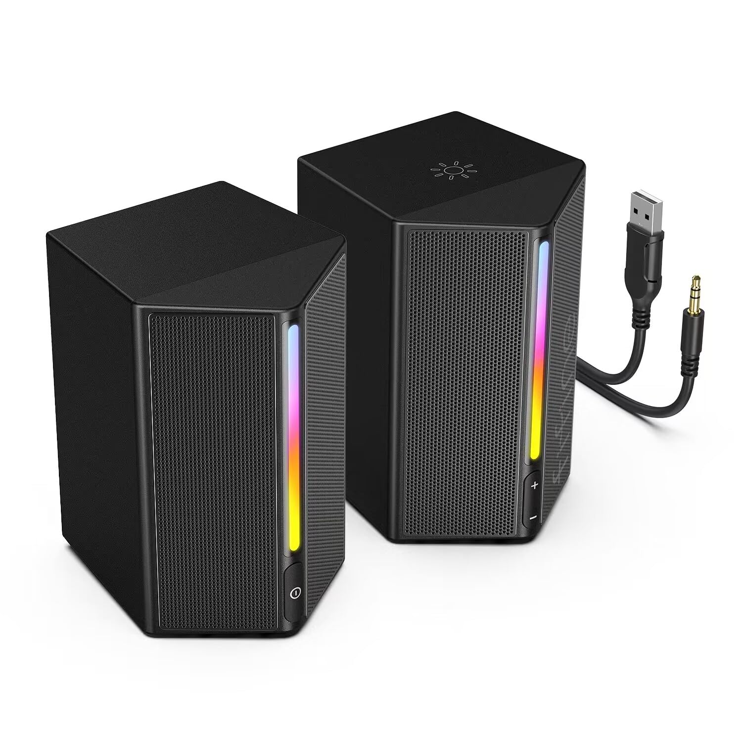FIFINE RGB Gaming Speaker with USB & 3.5mm Aux - PC Computer Monitor Speakers with Volume Control for Laptop Desktop Projector - Perfect for Gaming, Movies & Music (Ampligame A20)