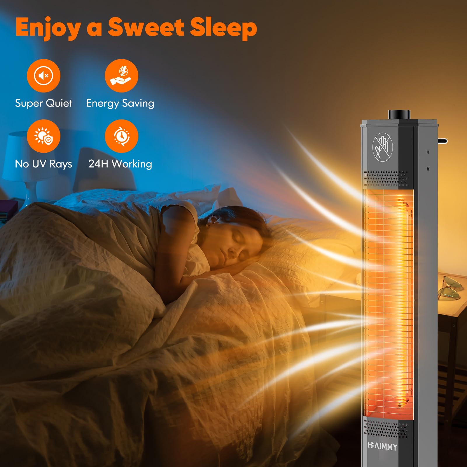 Haimmy 27-inch Outdoor Electric Patio Heater - 1200W Instant Heating with 2 Heat Levels, Tip-Over & Overheat Protection, IPX5 Waterproof - Perfect for Backyard, Deck, Garden, and Outdoor Dining Areas