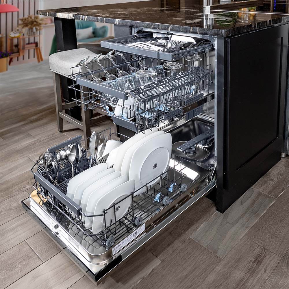 BREDA 24 Inch Panel Ready Dishwasher with 3rd Rack & Tall Tub - Stainless Steel Interior, Energy Star Certified (Model LUDWT30250) - Perfect for Large Families & Entertaining