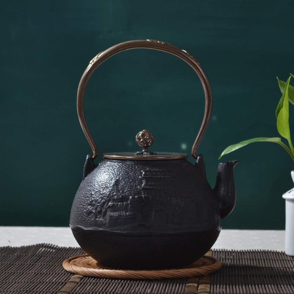 1.2L Cast Iron Tea Pot - Traditional Kung Fu Teapot with Natural Coating - Perfect for Chinese Tea Ceremony, Home Brewing & Gift Giving