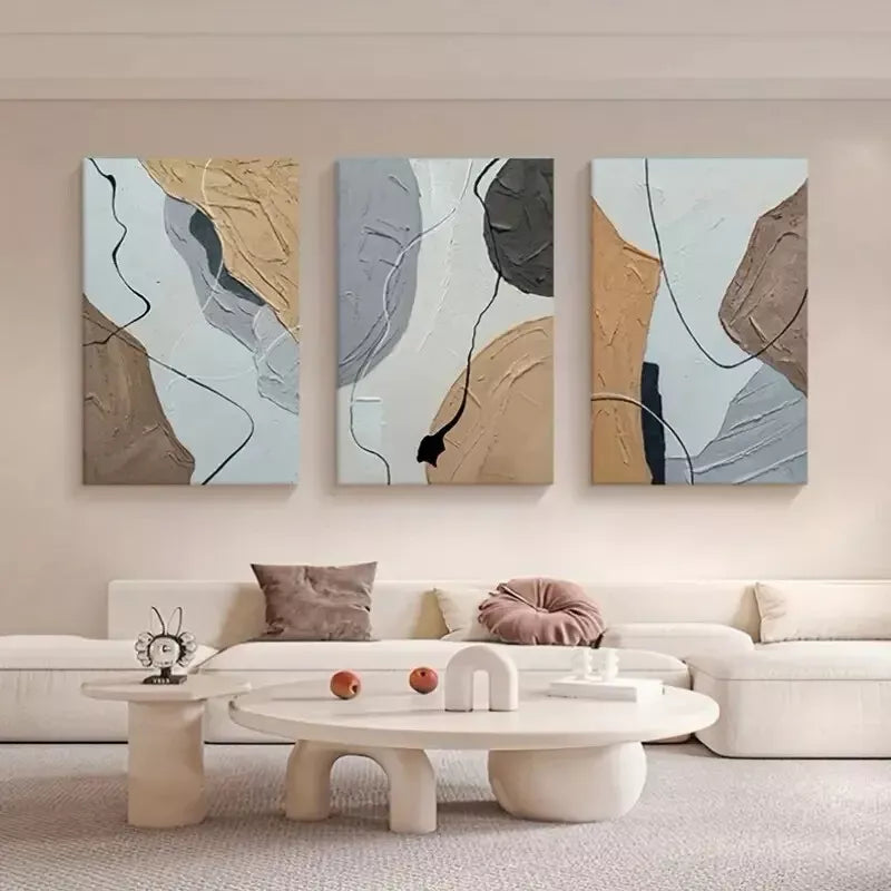 3pcs Abstract Art Prints - Modern Vintage Style Framed Canvas Wall Decor 40x60cm | High Quality Australian Made | Ready to Hang | Perfect for Living Room, Bedroom & Office Decor