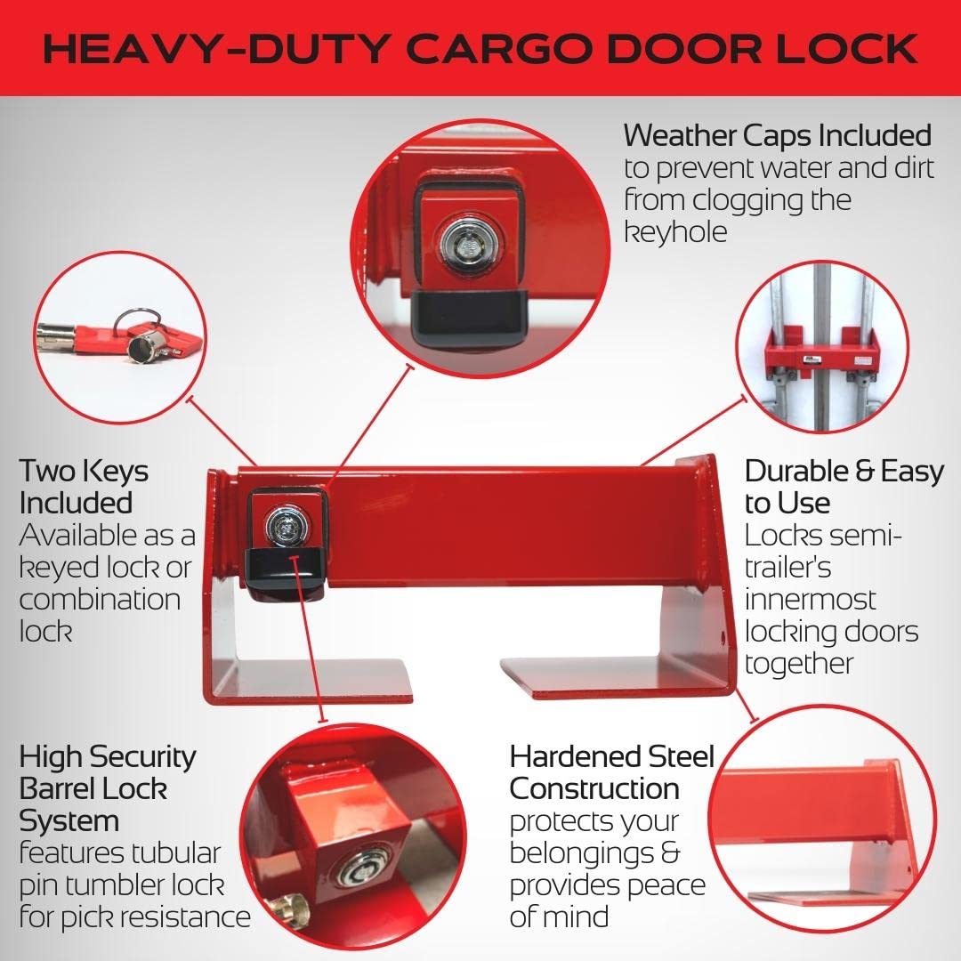 Heavy Duty Cargo Door Lock - Maximum Security Powder Coated Steel Shipping Container Lock - Semi Trailer & Truck Accessories - Keyed Differently for Enhanced Security - Ideal for Shipping Containers, Trailers, and Commercial Vehicles