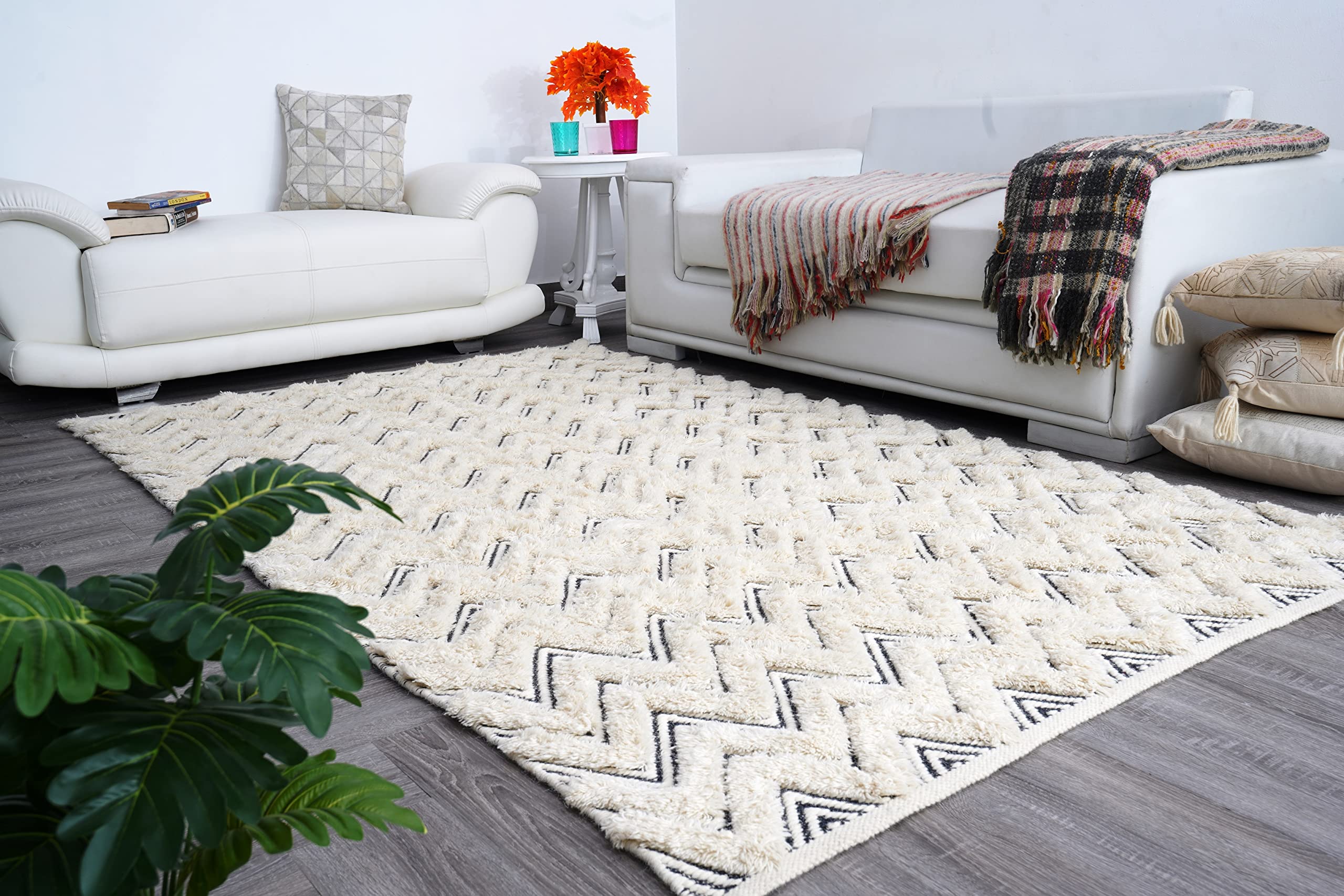 Loominaire Handmade Delta Wool & Cotton Natural Fiber Rug – Easy Maintenance, 3' x 5' Living Room, Bedroom & Family Room Floor Carpet – Soft & Durable for Cozy Home Decor