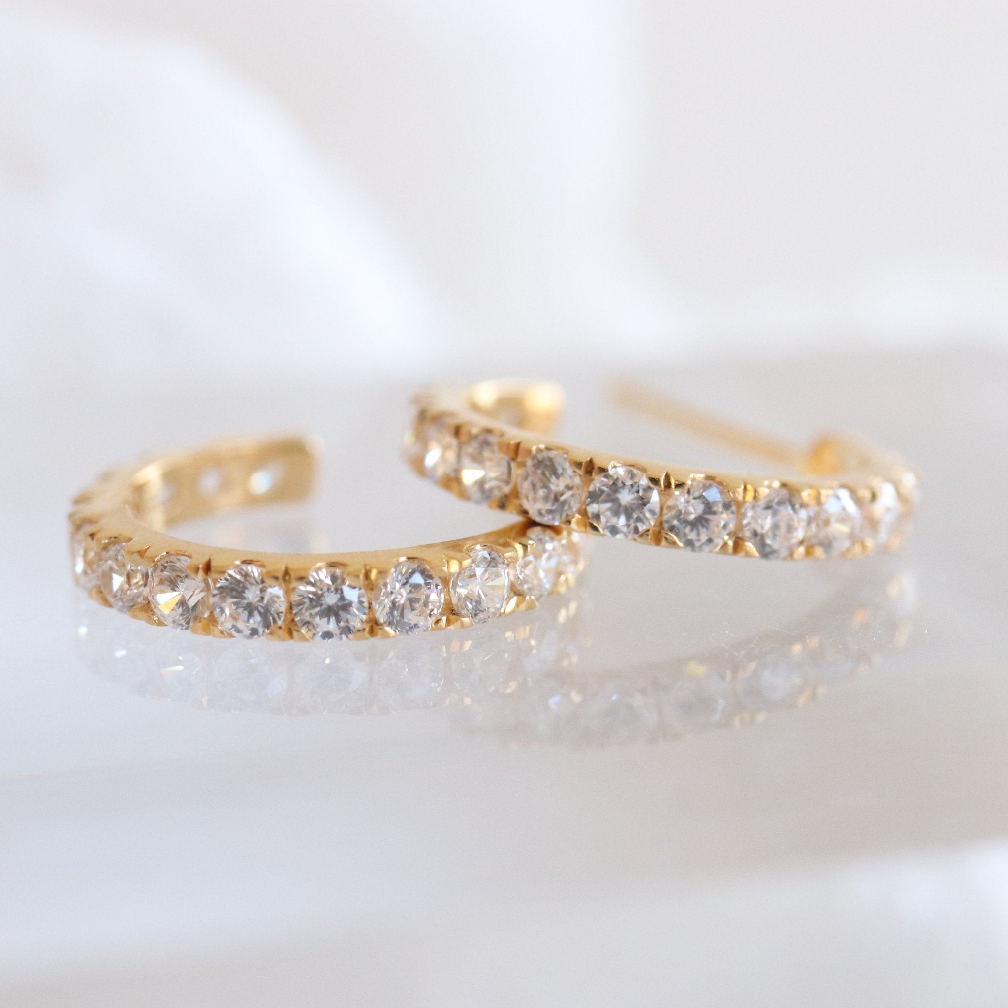 LOVE HUGGIE HOOPS Earrings - 14K Gold Plated Cubic Zirconia Huggie Hoop Earrings for Women - Perfect for Everyday Wear, Date Night & Special Occasions