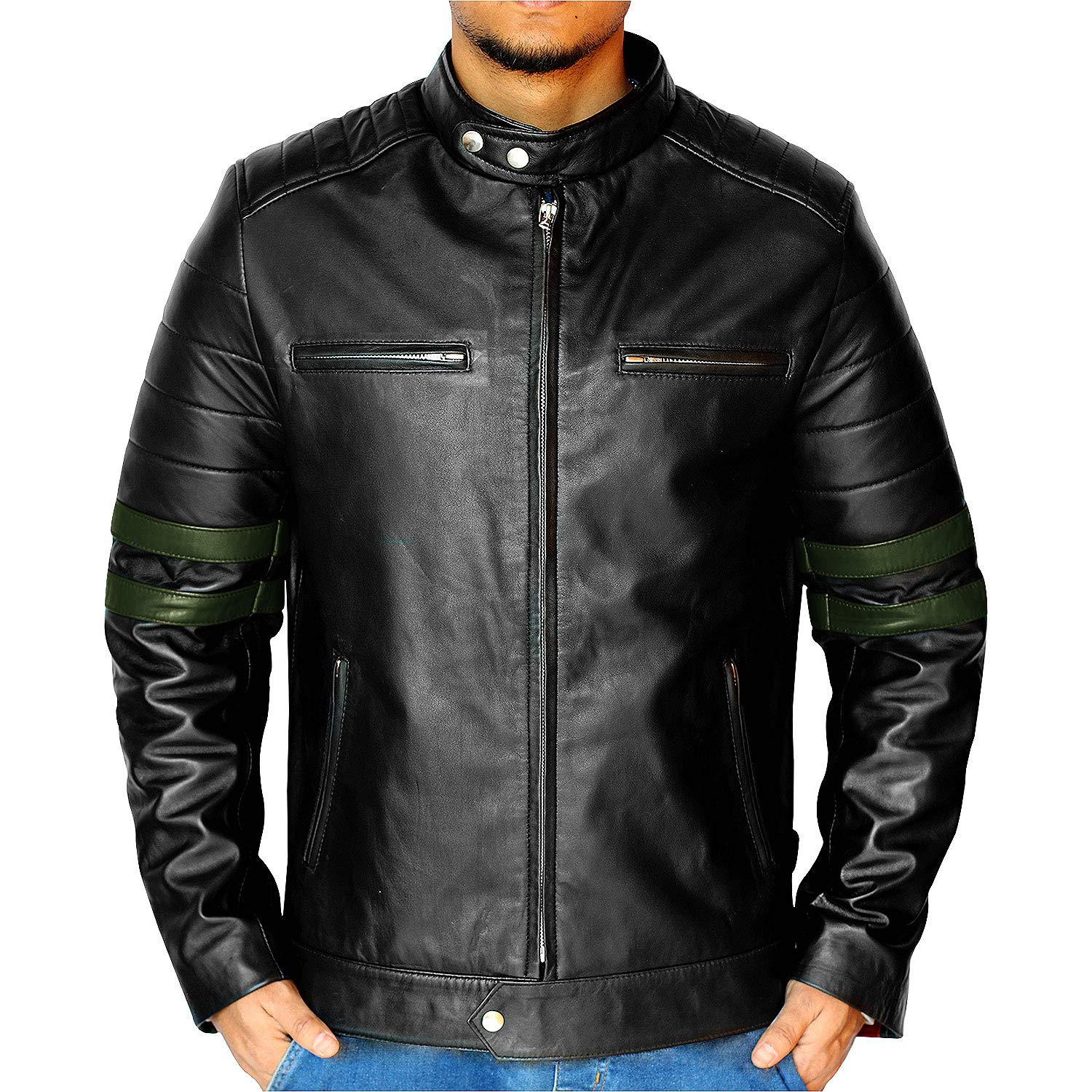 Premium Genuine Lambskin Leather Jacket for Men - Classic Black Biker Jacket | Stylish Motorcycle & Casual Wear for Everyday Outfits