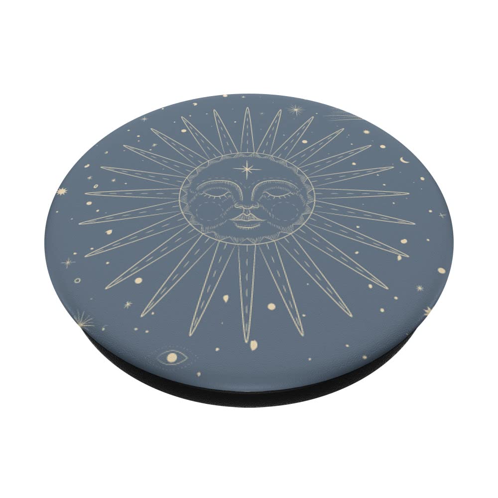 Steel Blue Astrology PopSockets with Swappable PopGrip - Sun, Moon, Stars & Planets Design - Perfect for Phones, Tablets & Daily Use